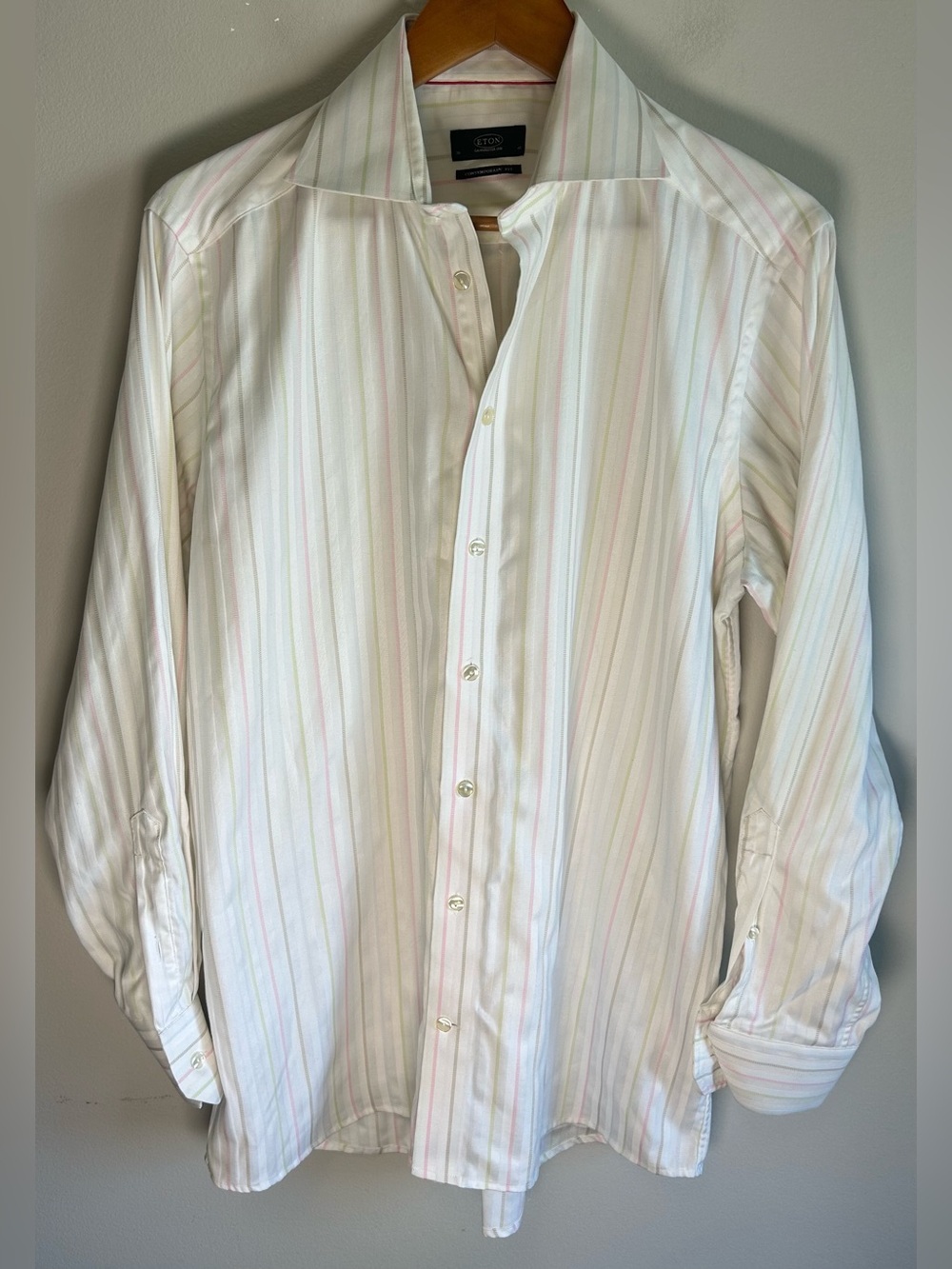 Eton Contemporary Fit Dress Shirt 16 41 Spread Collar Multi Color Pastel Stripes